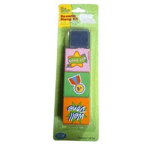 Rewards Stamp Kit 3 Wooden Rubber Stampers 1 Ink Pad Teachers Classroom Supplies